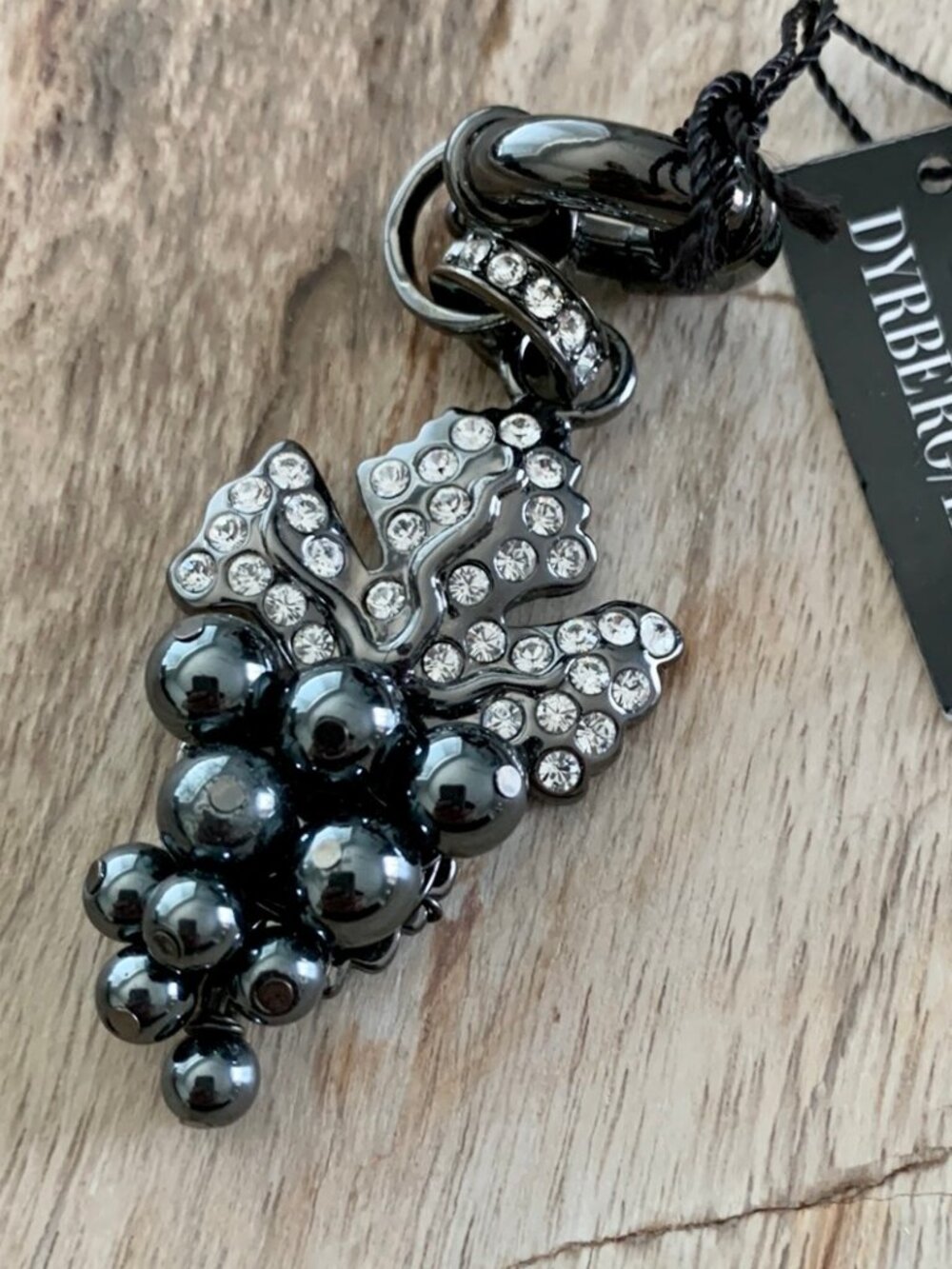 Dyrberg/Kern Wine Swarovski crystal and Hematite pendant / purse charm